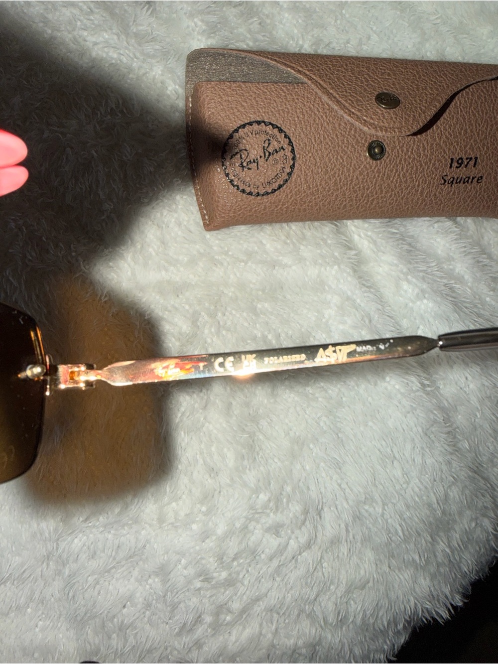 Ray-Ban Gold Frame Brown Lens Rimless Sunglasses - Picture 4 of 4